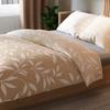 IRMA bedding set 160x200 cm - satin cotton, beige, plant pattern