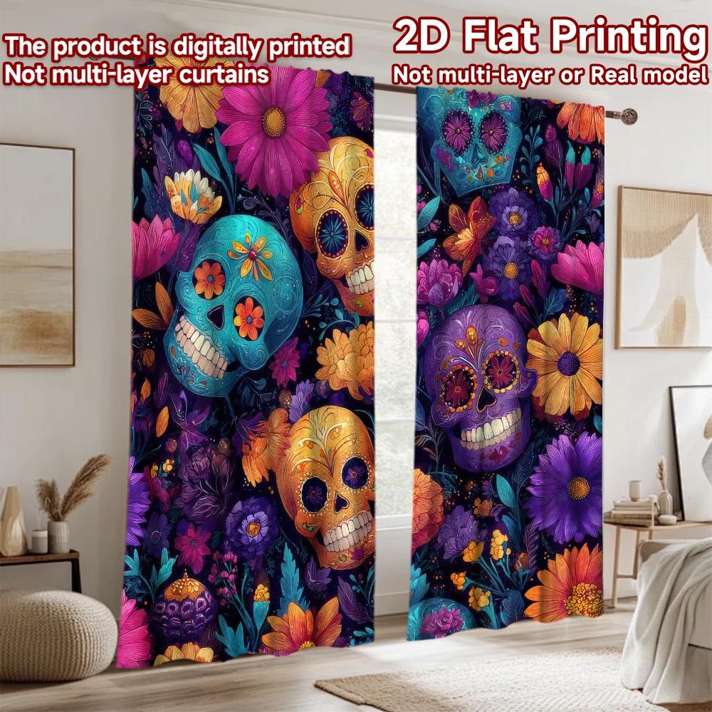 2D Flat Photography Backdrop Popular Background Cloth Day of the Dead Skulls 100% Polyester Anniversary for Holiday Home