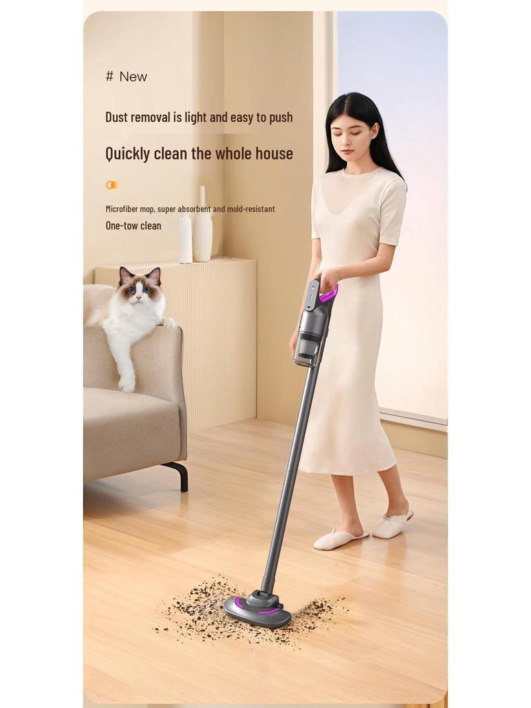 Bezprzewodowy ręczny odkurzacz i mop: 2-w-1 Ultra-cichy, Wysokie ssanie do dywanów