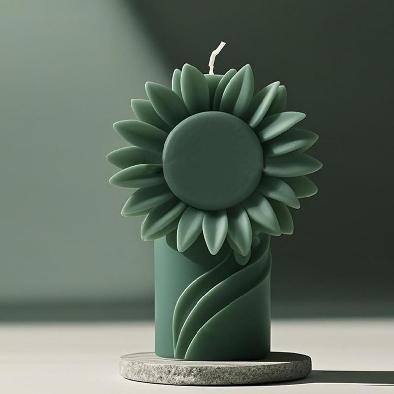 Flower Pillar Candle Molds for Epoxy Resin Candle Soap Embossed Flower Cylinder Shape Silicone Molds for Home Decoration