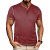 Men's Contrast Stitch Henley Neck Short Sleeve T-Shirt