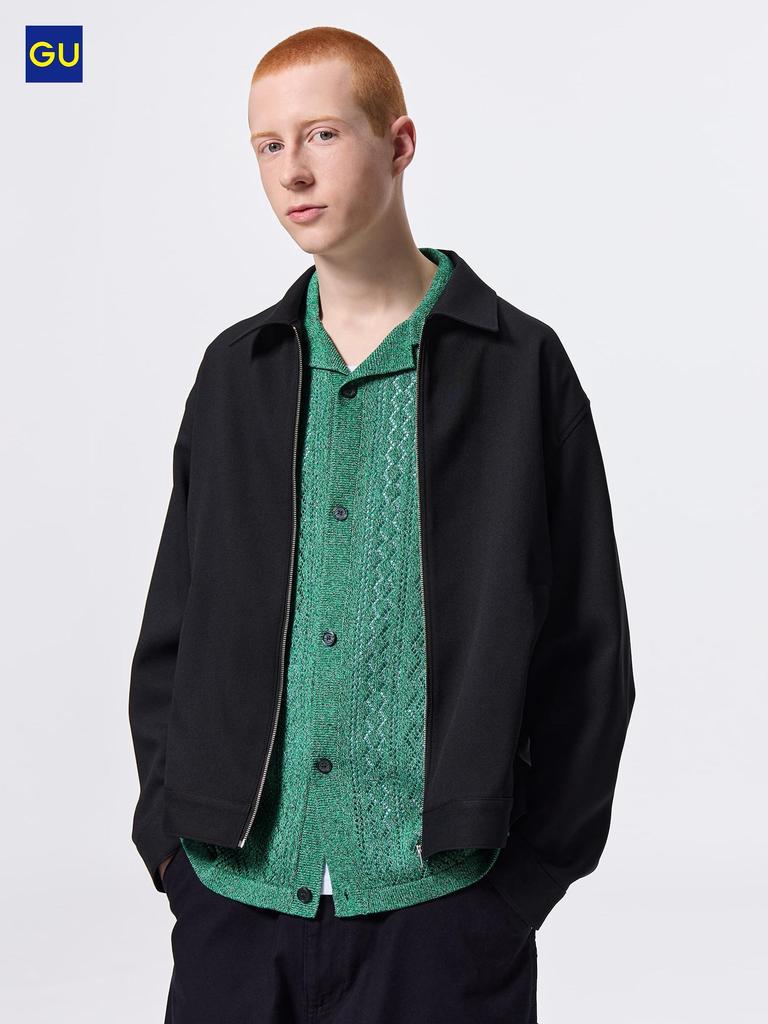 Uniqlo Gu Mesh Knit Open Collar Shirt  Short Sleeve 