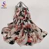 White 100% Mulberry Silk Scarf Shawl Women New Floral Design Summer Long Beach Shawl Luxury Ladies Neck Scarves Hijabs