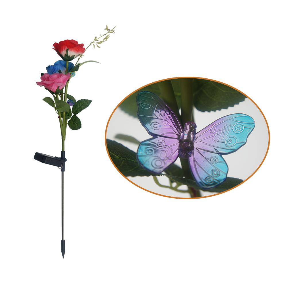 LED Solar Light Waterproof Rose Flowers Lamp Outdoor Decorative for Garden Yard Lawn Path Lighting Holiday Wedding Decor