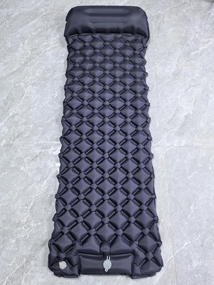 Ultralight Single Sleeping Pad with Pillow, Foot-Pump Inflatable Camping Mat, Moisture-Proof for Outdoor, Tent, or Car Use.