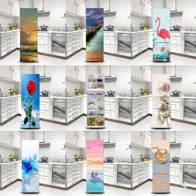 Refrigerator Wallpaper Vinyl Sticker Rose Sea Landscape Cat Fridge Door Decal Self-adhesive Kitchen Decor Wardrobe Furniture Renovation Poster