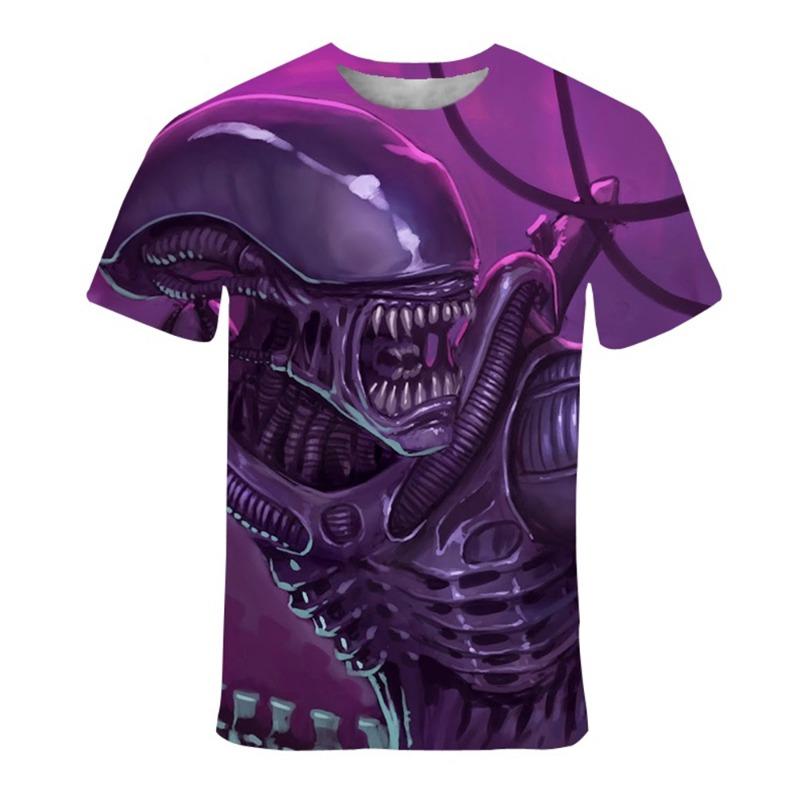 T-shirt estiva da uomo con stampa 3D di teschio, personalizzata, con stampa cool, stile punk rock retro, alla moda, manica corta