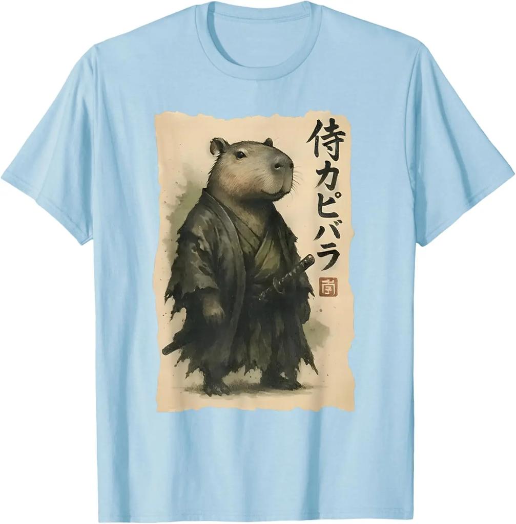 Samurai Capybara Funny Capybara Japanese Animal T-Shirt