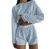 Europäischer und amerikanischer Damen Frühling/Sommer Slim-Fit Set: Lockeres Pullover-Top & Shorts, Schlichter, modischer, vielseitiger Stil