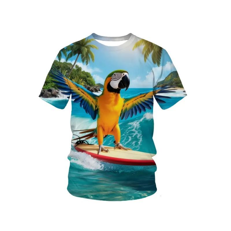Boy's Fashion 3D Printed T-Shirt - Short Sleeve Crew Neck Casual Streetwear Bike Design for Young People