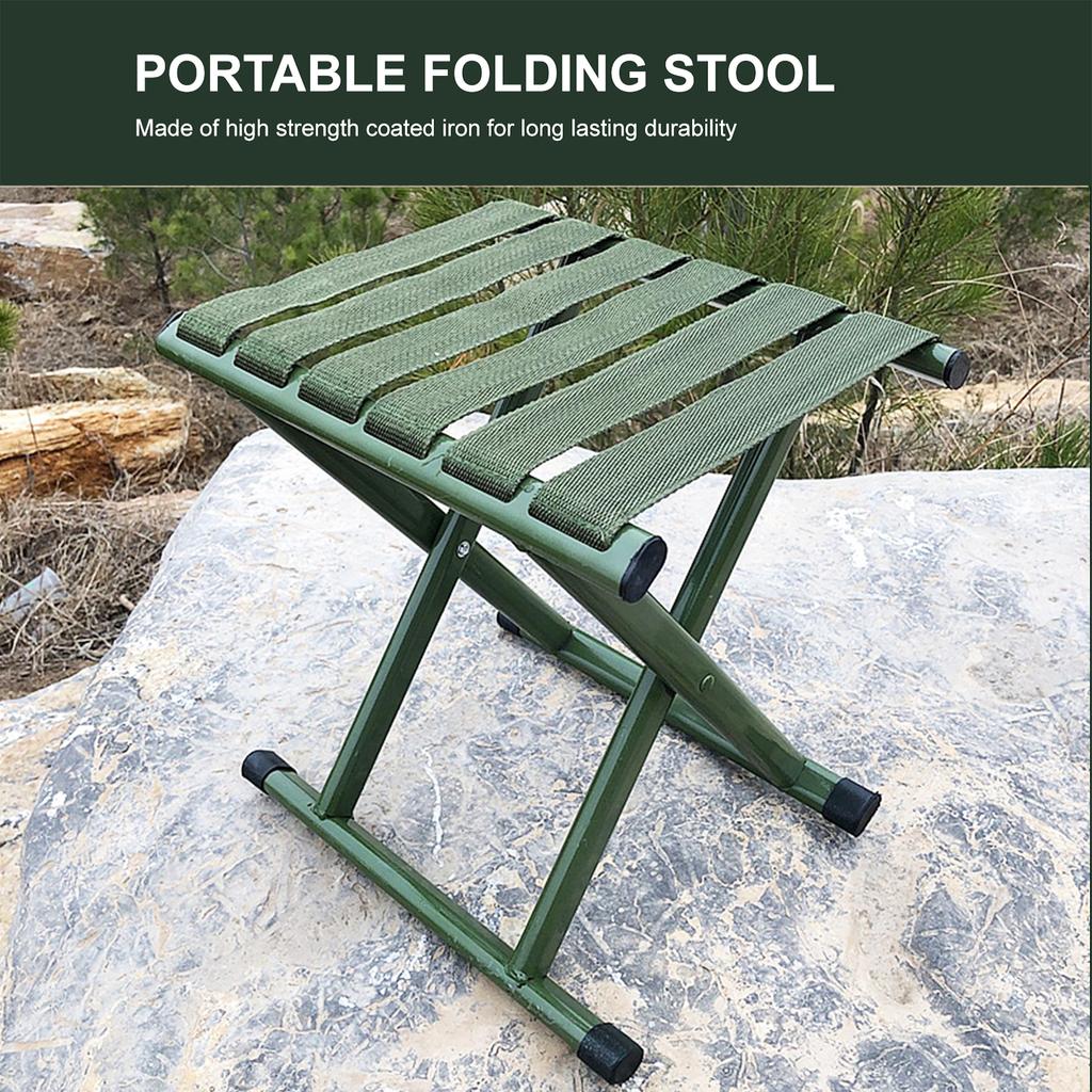 Portable Folding Stool Lightweight Camping Chair   Outdoor St for Outdoor Running Hiking Fishing BBQ Garden Garden Bch Iron Green Foldable 130kg Lo