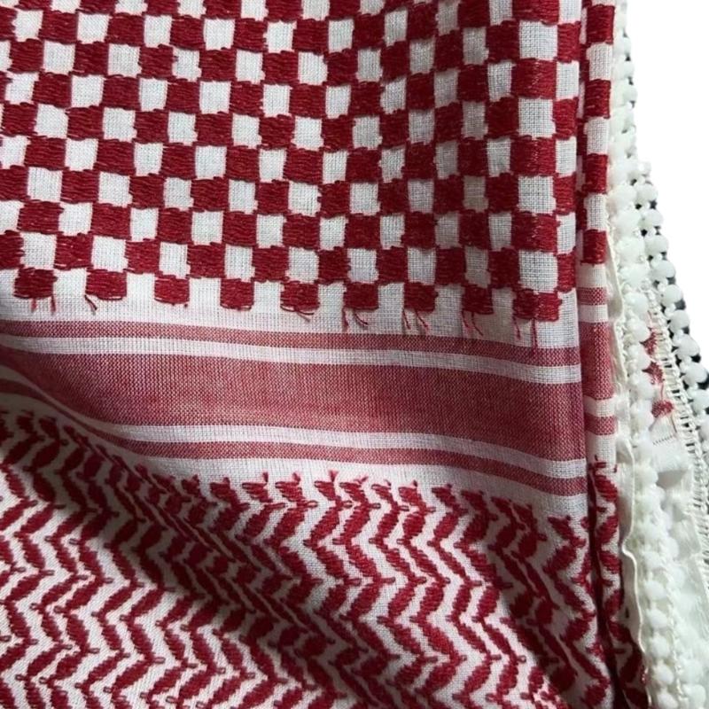 

Palestine Man Scarf with Checkered Pattern Pray Turban for Men Windproof Scarf