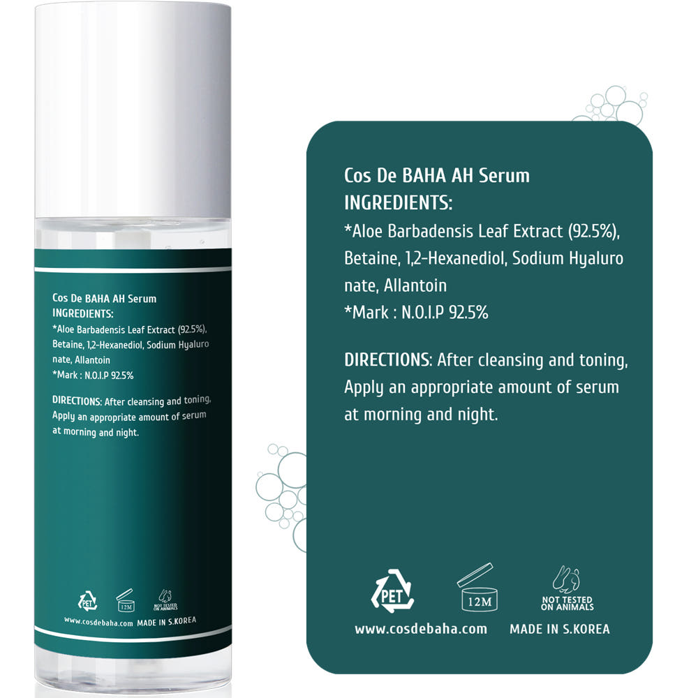 Cos De BAHA AH Aloe Vera 92.5% Soothing Hydrating Gel Serum 120ml