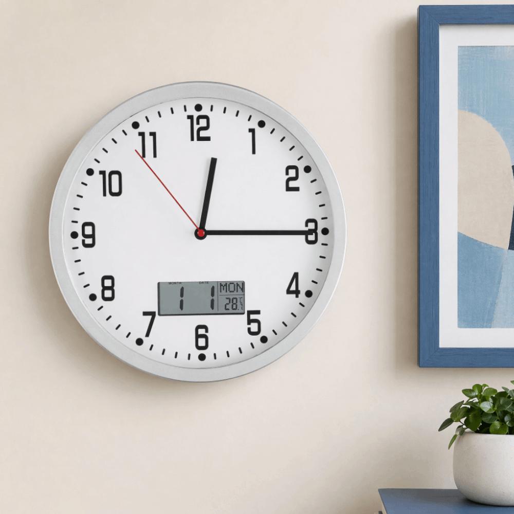 Wide Readable LCD Screen Temperature Display Wall Timepiece Living Room Wall Decoration
