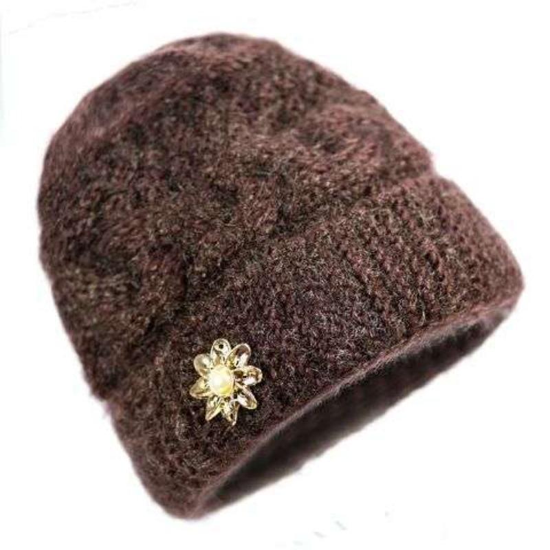 Wintermütze für ältere Menschen, Omas gestrickte warme Fischerhut für alte Damen, Mittelalterliche und ältere Menschen, plus Samt, dicke Wollmütze