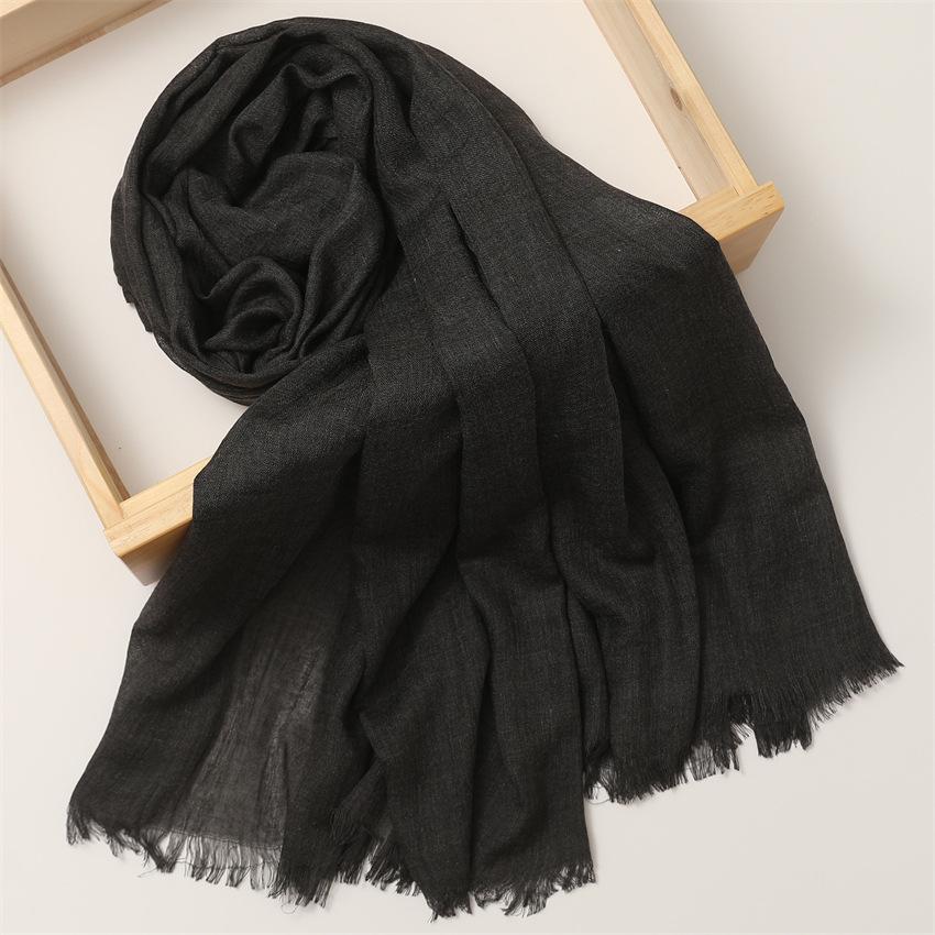Foreign Trade Silk Scarf Cotton And Linen Headscarf Women'S Spring And Summer Solid Color Japanese And Korean Scarf Sun Protection Warm Shawl Hair