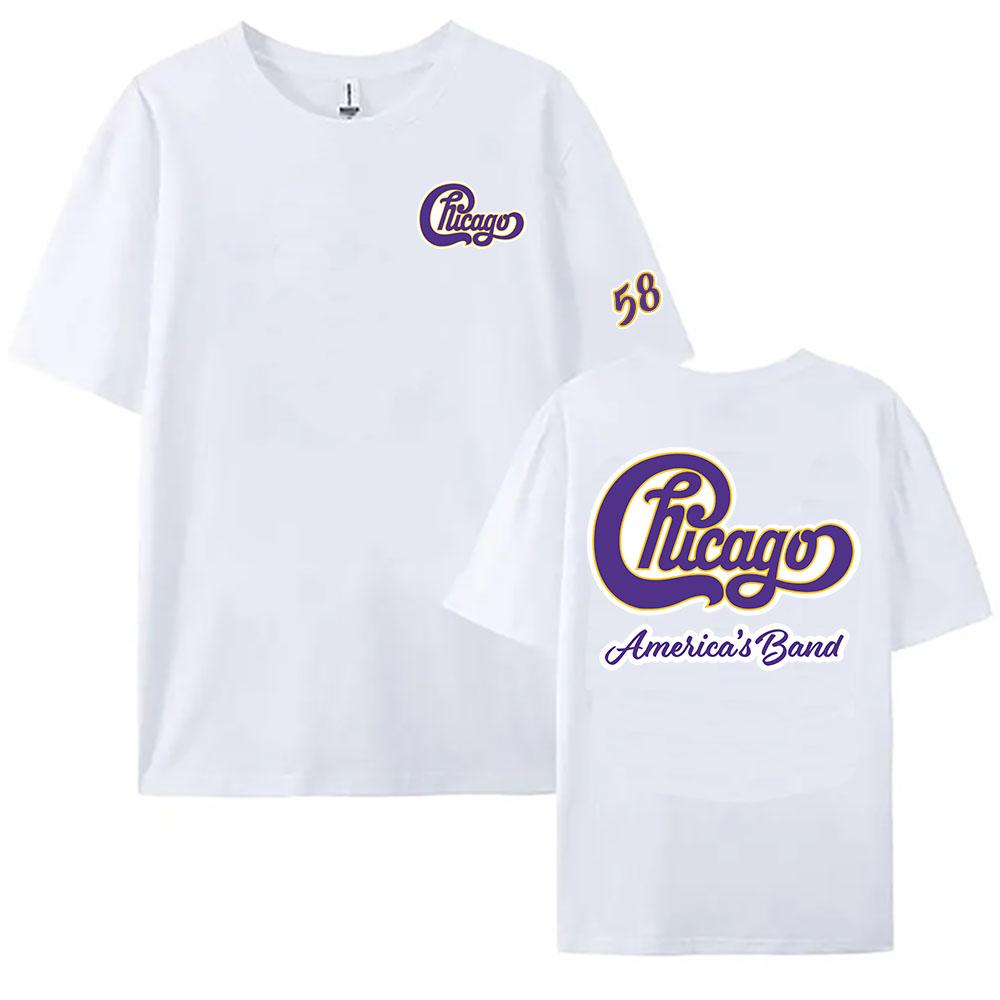 58 Chicago America's Band Printed Tshirt Streetwear Unisex Short Sleeve Cotton Female T-shirt Graphic Printing Tees Women Shirts