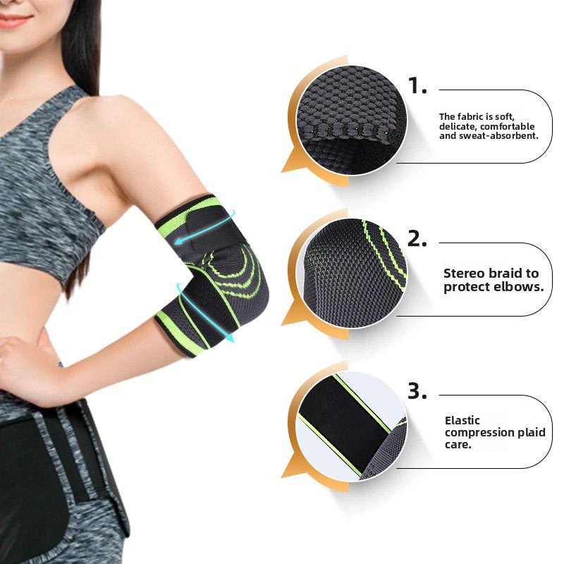 Outdoor-Sportarten Fitness Pflege Ellenbogen Schweiß Atmungsaktiv Nylon Gestrickte Ellenbogenbandage Elastischer Druckgurt Rutschfeste Schutzausrüstung