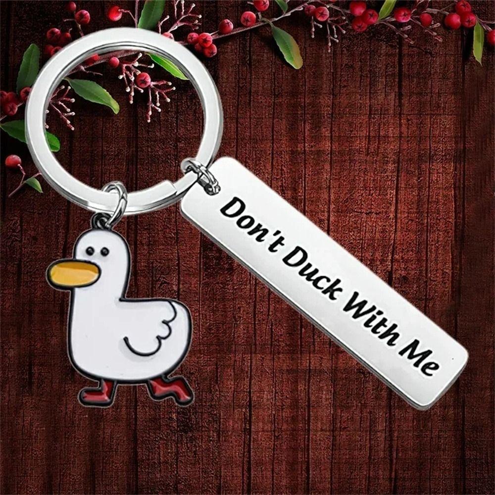 Stainless Steel Ducking Love Keyring Couples Jewelry Duck Pendant Funny Duck Keychain  Handbag