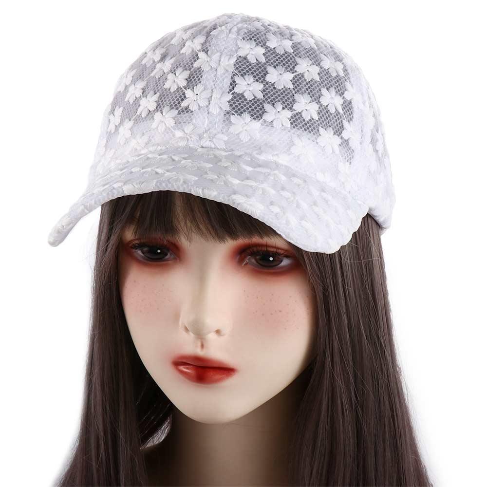 Atmungsaktiv Verstellbar Damen Outdoor Koreanischer Hip Hop Netzmütze Schirmmütze Spitze Blume Baseballkappe