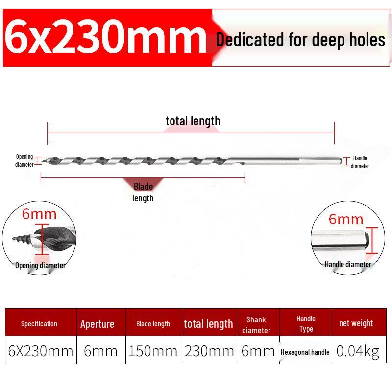 

Сверло спиральное по дереву с шестигранным хвостовиком для глубоких отверстий