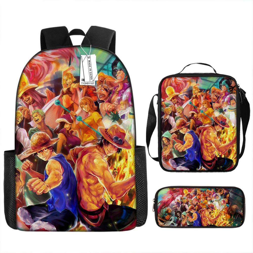 ONE PIECE Cross-border trendy backpack European and American retro schoolbag third grade~ fourth grade bag
