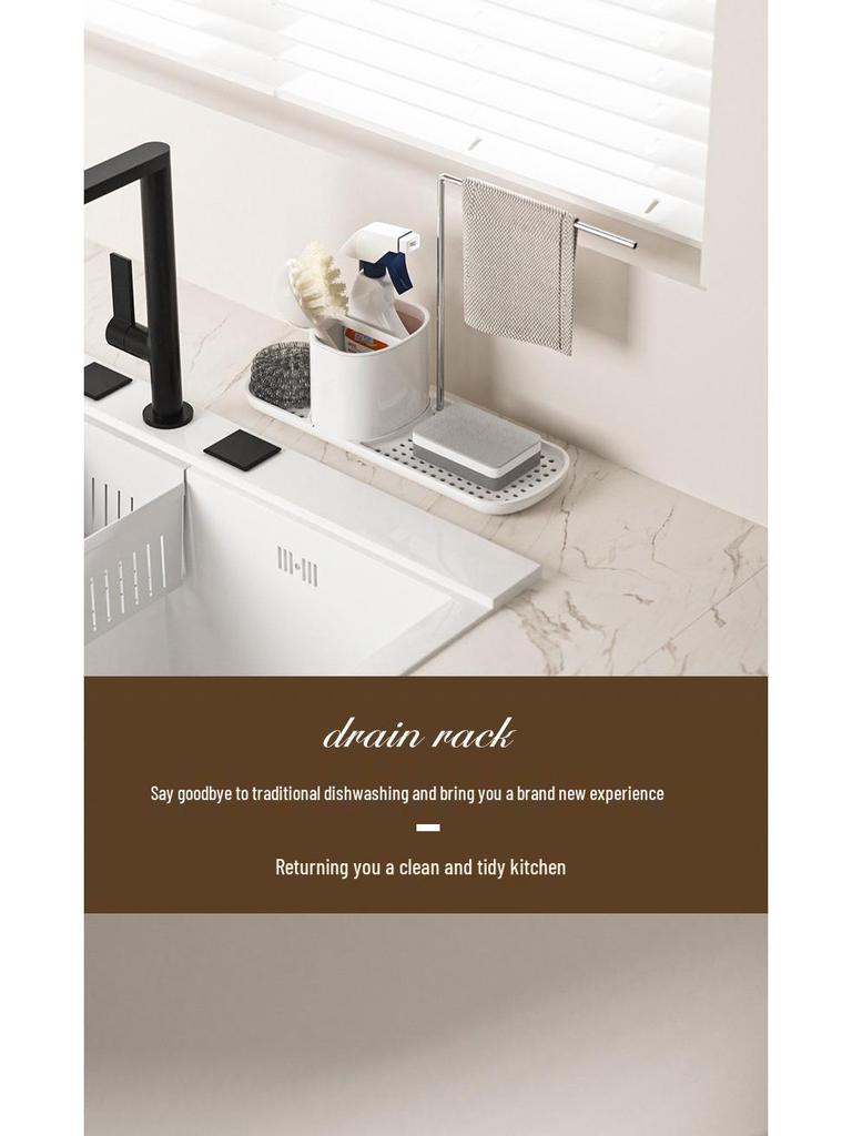 Japanese Dual-Use Kitchen Rack: Manual Soap & Hand Sanitizer Dispenser