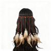 Braided Cord Bohemian Tassel Headband Tribal Feather Hair Extensions  Western Cowgirl Outfit