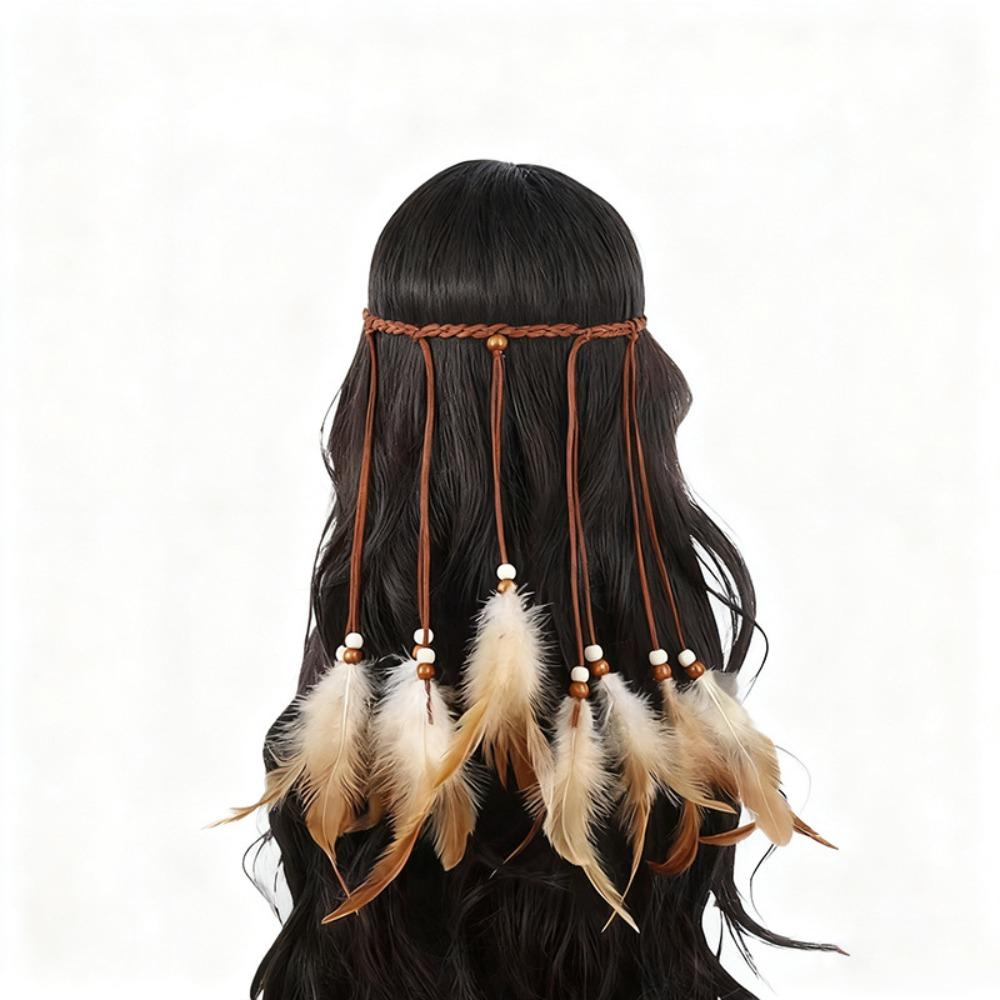 Adjustable Beaded Tassel Headband Ethnic Style Tassel Headdress Bohemian Headband Costume Events