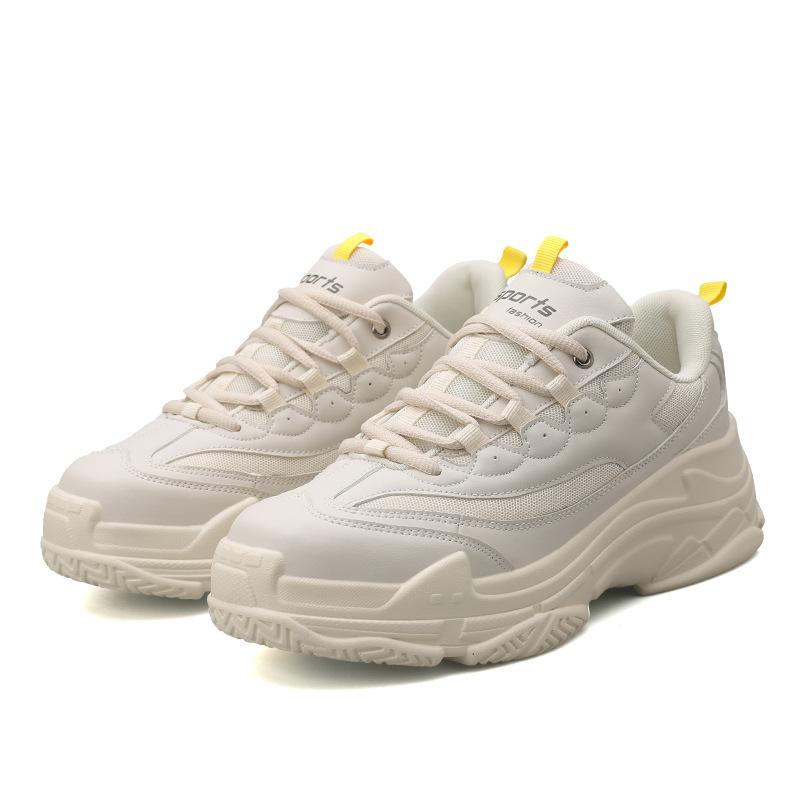 

Мужская обувь весна однотонная дышащая спортивная повседневная обувь универсальная увеличивающая рост платформа папины кроссовки 2025 новая маленькая белая трендовая обувь 44 бежевый