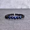 Natural Blue Tiger Eye and Lava Bead Bracelet Diffuser Bracelet for Man Handmade Braded Bracelets Stretchable Bracelets for Men , Gifts