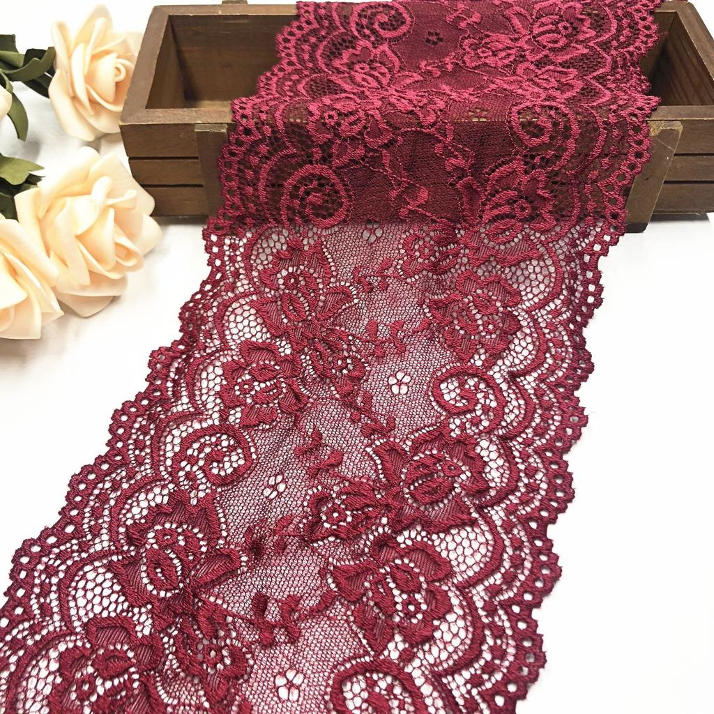 1 Yard Elastic Hollow Flower Embroidery Lace 15 Cm Wide Diy Handicrafts Clothing Sewing Fabric Home Textile Curtain