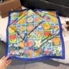 70x70cm Lightweight Cotton Silk Square Scarf With Boho Floral Print Breathable Neck Wrap Women
