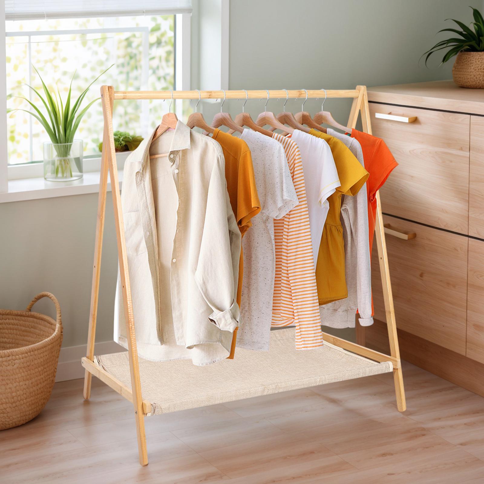 Wood Clothes Rack Foldable Wardrobe Storage Rack Portable Clothing Storage Organizer Shelves Clothes Storage Rack for Shoes Bags colore giallo chiaro