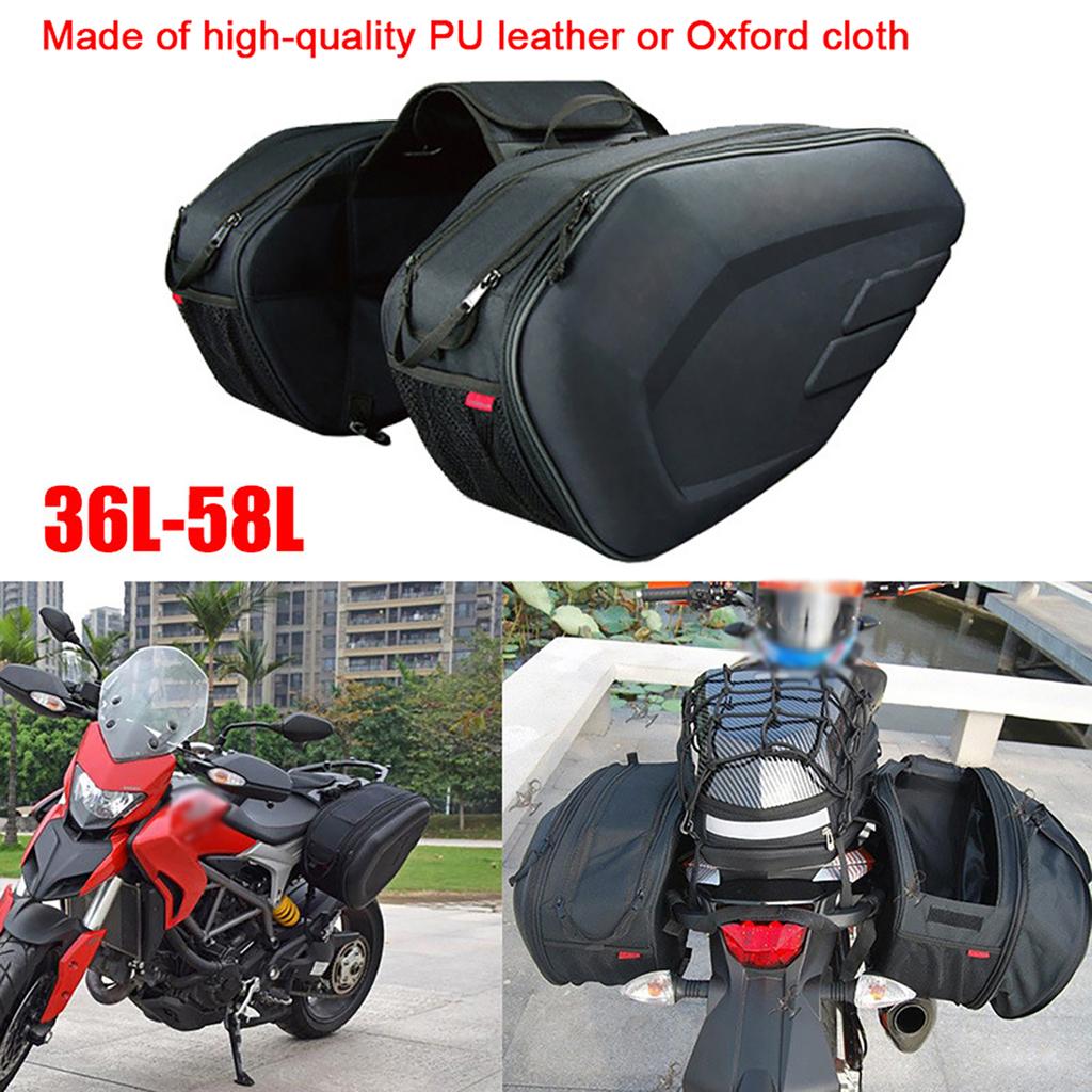 Motorcycle Saddlebag Cycle Side Bag Universal Rear Storage Organizer 36 58L with Waterproof Cover