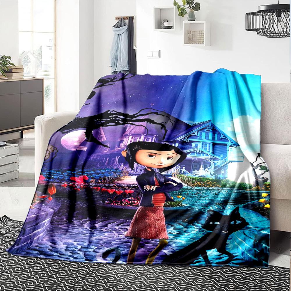 Spooky Night Adventure Flannel Blanket Super Soft Warm Cozy Blanket For Sofa Bed Office Travel Allseason Home Decor Gift