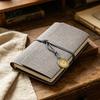 Faux Leather Notebook Writing Journal Notebook, 6 Ring Loose Leaf Binder, 7 Retro Pocket Clock Decoration Inch Diary Sketchbook with Pendant