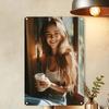 Sunshine Coffee Girl Metal Sign Aesthetic Window View Wall Art Cozy Cafe Home Decor Vintage Tin Poster for Living Room