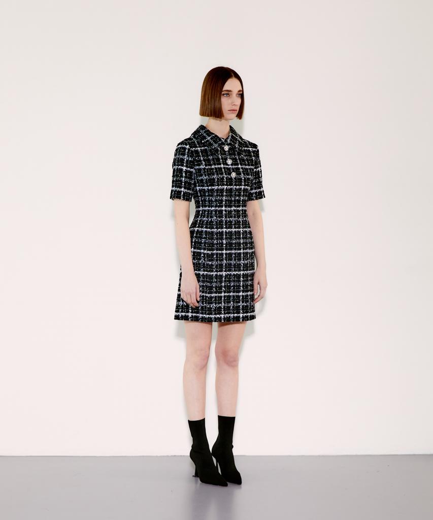 Chaenyuyog Detatchable Collar Dress [White Check]