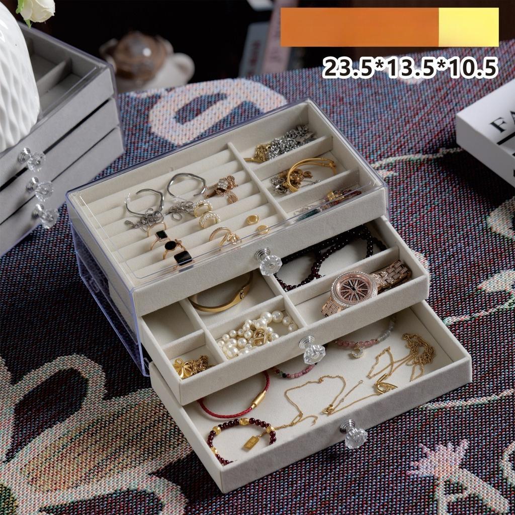 Dreischichtige Schmuckaufbewahrungsbox, Schubladentyp, großes Fassungsvermögen, Anlaufschutz für Ohrringe, Ringe, Halsketten, Armbänder, Schmuckkästchen.