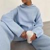 2025 Fall/Winter Women's Casual Set: Solid Color Loose Hooded Sweater with Elastic