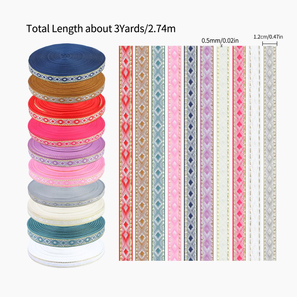 Rhombus Ribbon Trim 3 Yards Geometry Ribbon Vintage Trim for Gift Wrapping DIY Scrapbooking Party Decoration Crafts