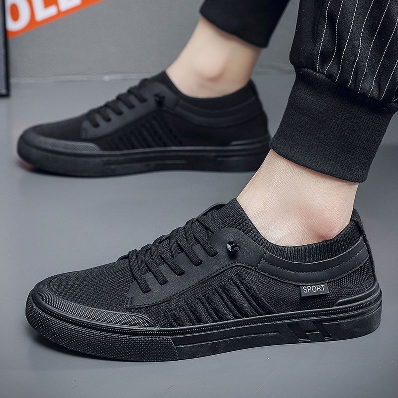 Low-top Fly-woven Men's Shoes Mesh Breathable Fashion Casual Soft Sole Lightweight Trend Men's Board Shoes