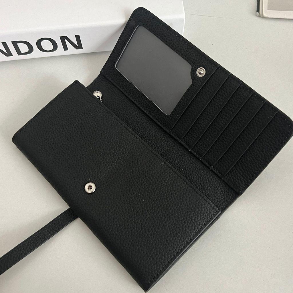 2026 New Women's Soft Cowhide Leather Clutch: Genuine Foldable Long Wallet with Large Capacity for Phone and Money Clip