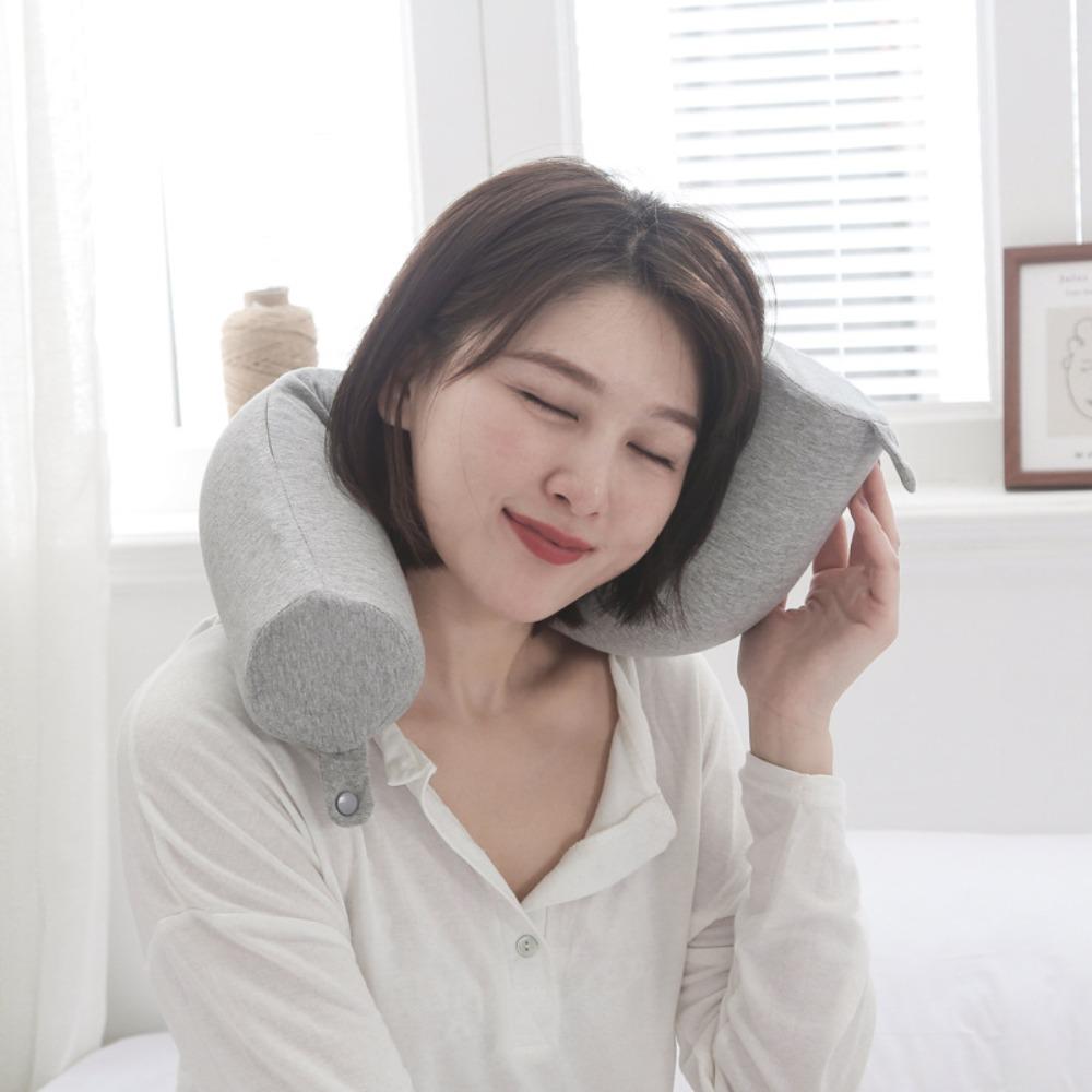 Cylindrical Travel Pillow Bendable Nap Pillow Portable U-shaped Pillow Airplane