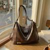 Classic Retro Leather Bag Ladies Chain Decor Hobo Bag Adjustable Strap Crossbody Bag with Multiple Compartments for Travel and Daily Commute