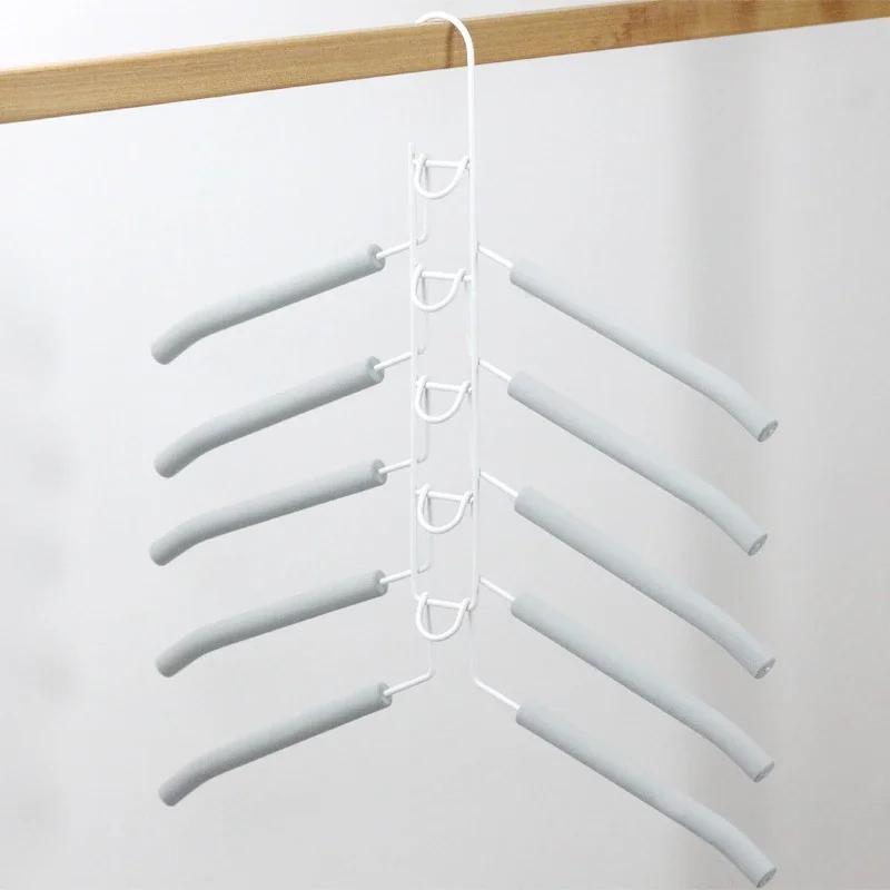5 Layer Detachable Heavy Duty Space-Saving Clothes Hanger - Multi-Layer Metal Garment Organizer with Non-Slip Foam Pads 4570₽