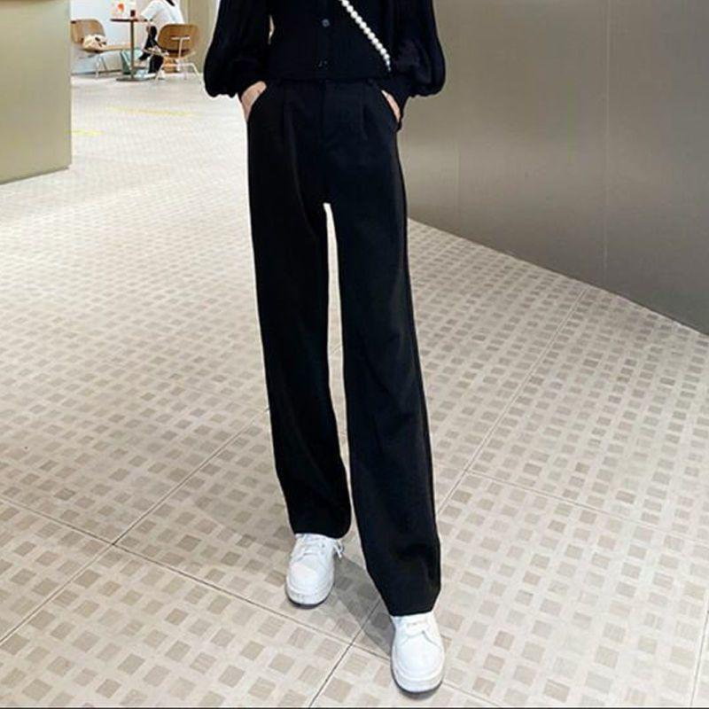 Autumn and Winter Temperament Fashion Suit for Women Petite Design Puff Sleeve Chiffon Shirt Casual High Waist Wide Leg Pants Two Piece Set