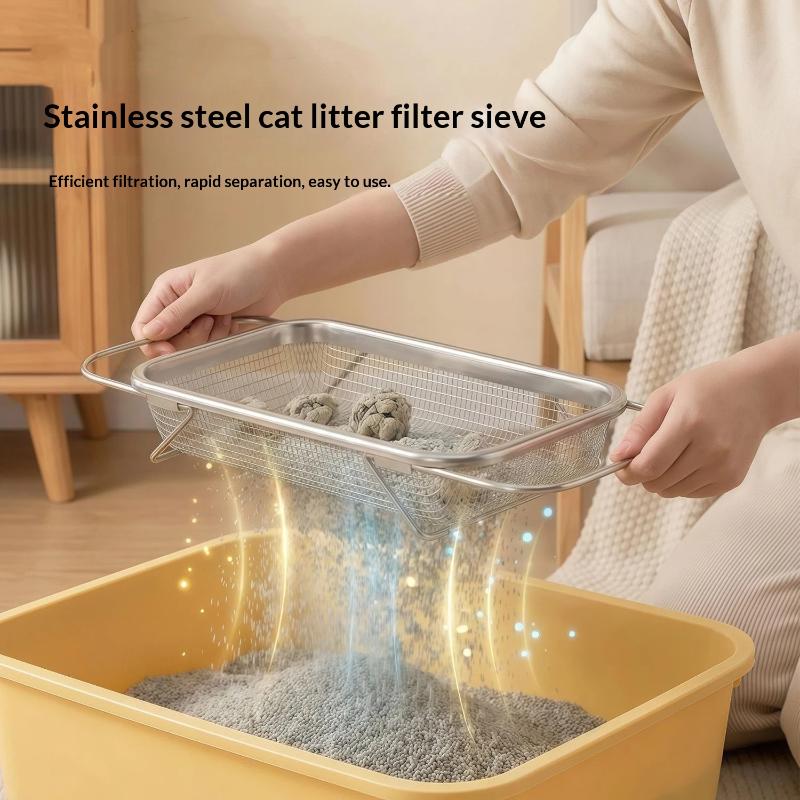Stainless Steel Cat Litter Scooper High Hardness Smooth Sifting Holes Shovel for Cat Litter Box Pet Care Tools
