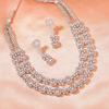 Atemberaubendes Designer-Halsketten-Set mit zweireihigem Design von Estele mit rhodinierten Zirkonia und weißen Kristallen für Damen
